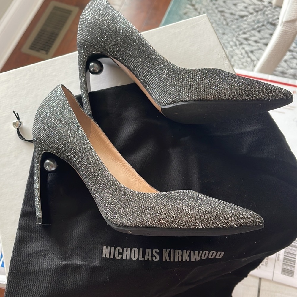 Nicholas Kirkwood silver sparkle heels sz 37.5
7.5 us - Picture 8 of 10
